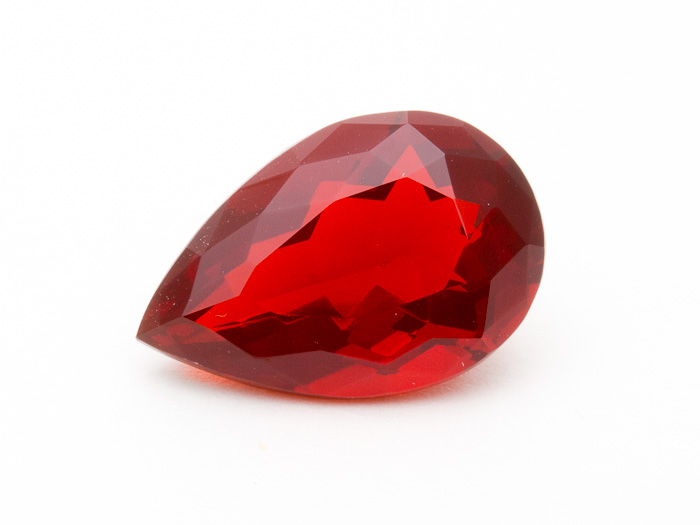 Faceted Red Pear Mexican Fire Opal